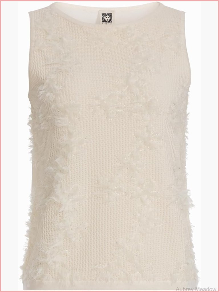 Boat Neck Organza Floral Tank Sweater, Sleeveless Knit